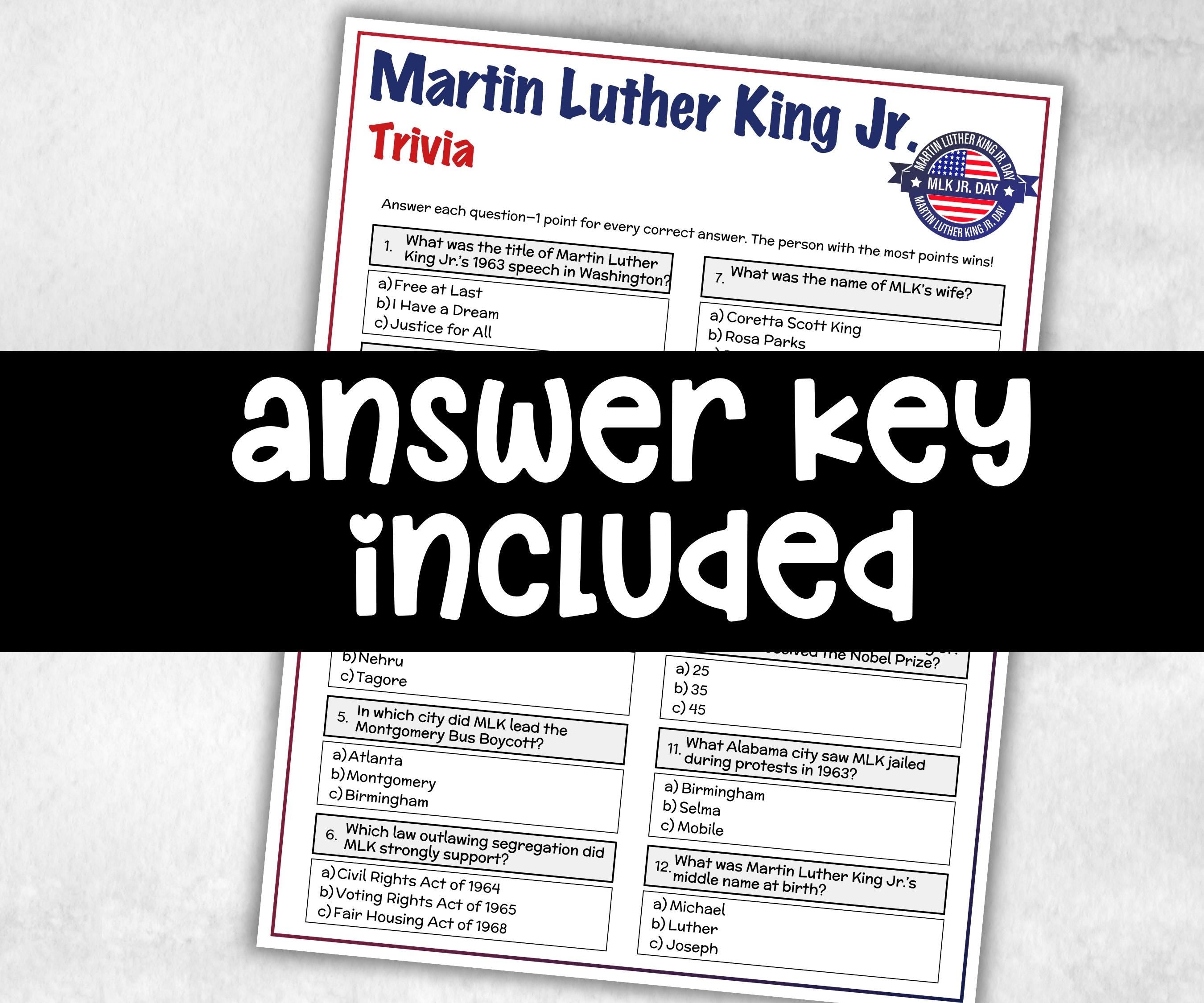 Martin Luther King Trivia, Mlk Day Game, Black History Month, Patriotic Game, King Holiday, Patriotic Party, Black Jeopardy, America Game-Holidays -TheHustlingCatLady-Party Games
