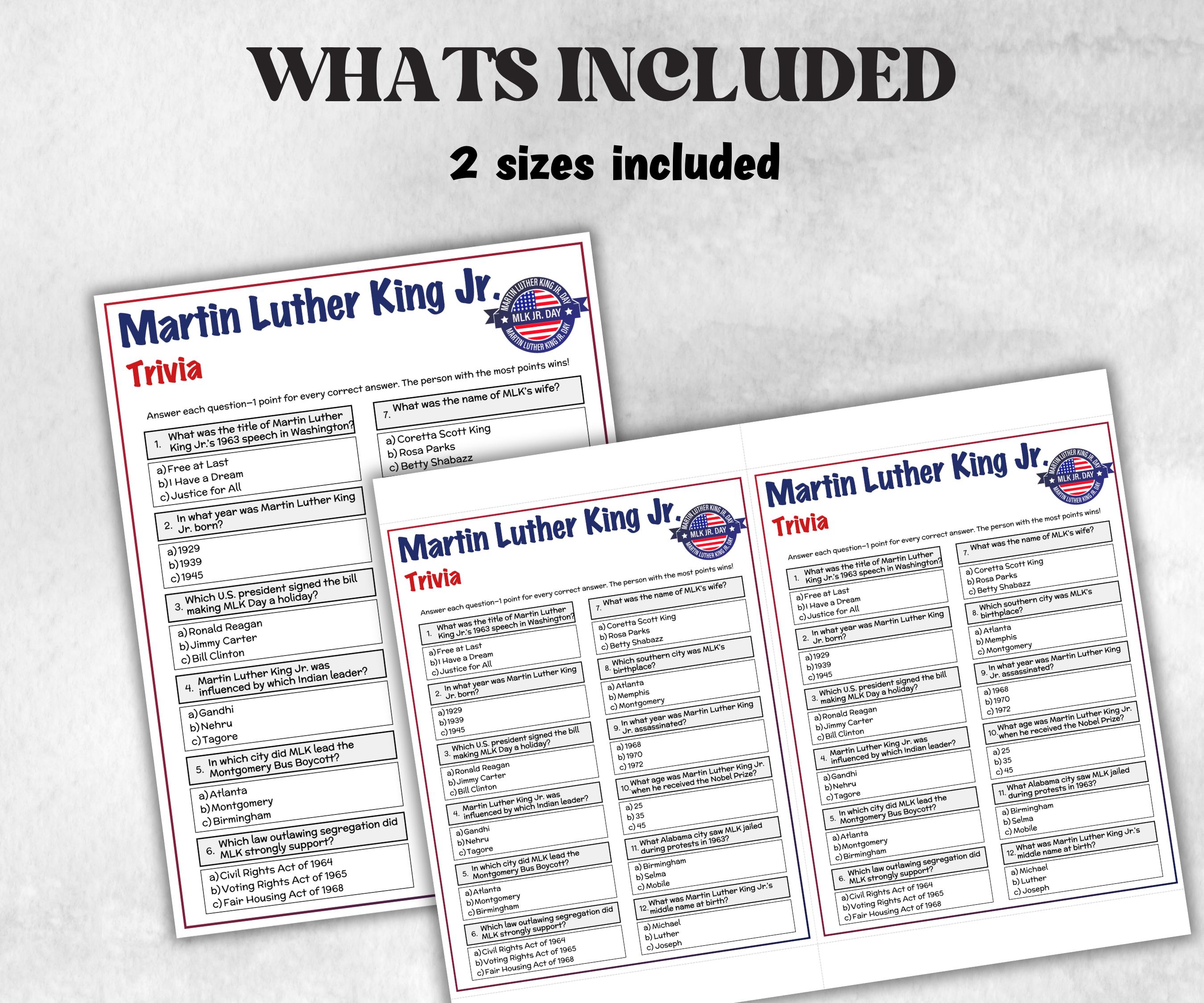 Martin Luther King Trivia, Mlk Day Game, Black History Month, Patriotic Game, King Holiday, Patriotic Party, Black Jeopardy, America Game-Holidays -TheHustlingCatLady-Party Games