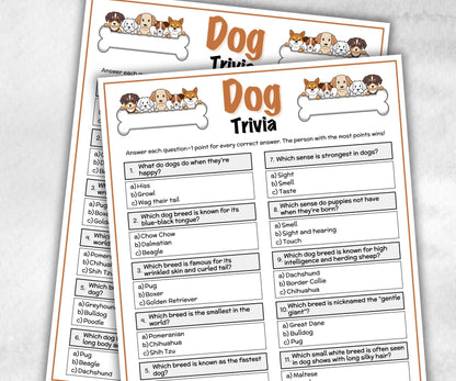 Dog Trivia Game, Family Game Night, Dog Birthday Game, Dog Party Activity, Dog Printable Game, Dog Breed Quiz, Pet Adoption Game, Pet Trivia-Holidays -TheHustlingCatLady-Party Games