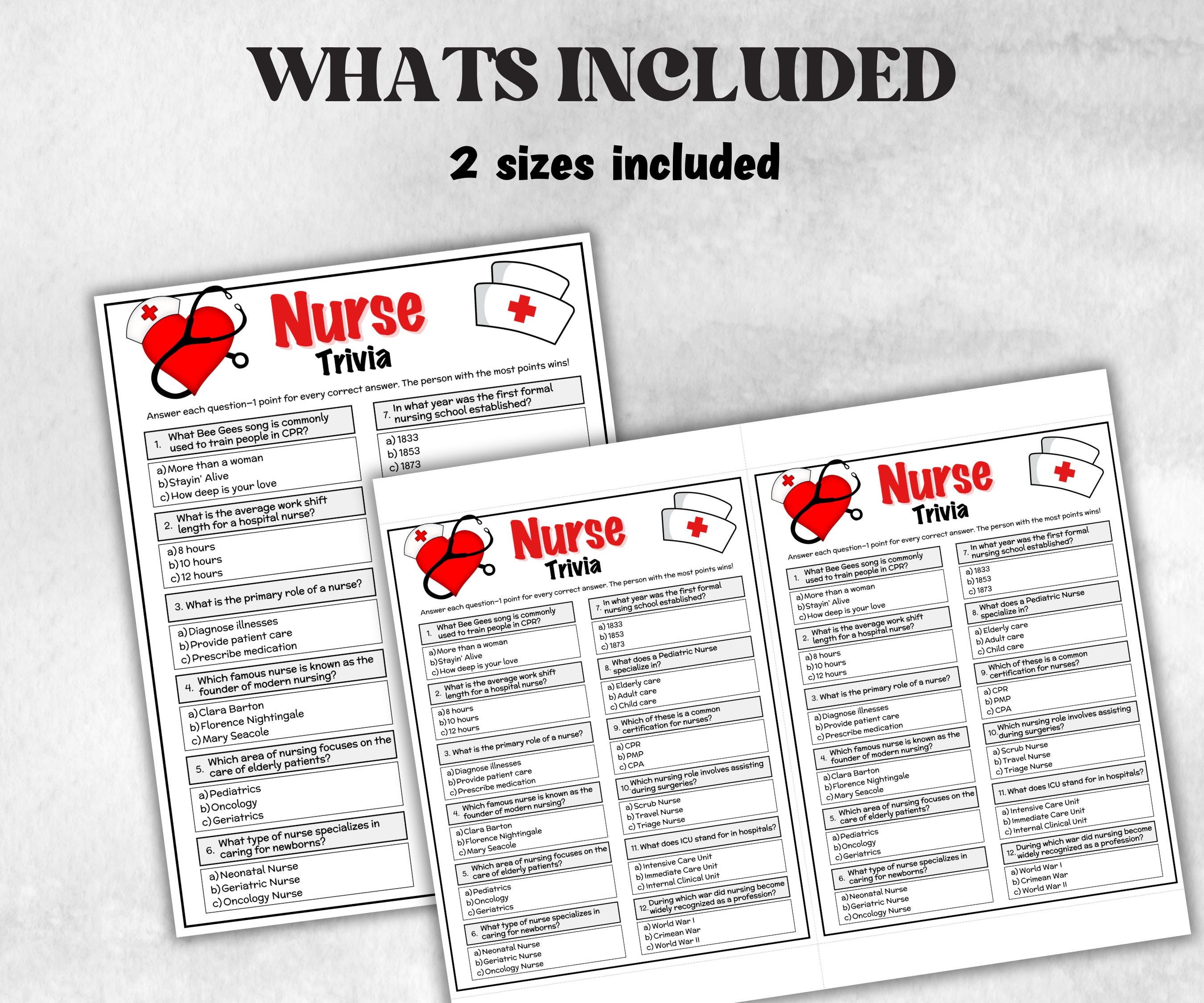 Nurse Trivia, Nurse Retirement, Nurse Graduation, Medical Trivia, Nurse Appreciation, Nurse Week, Hospital Party Game,Nursing School Student-Holidays -TheHustlingCatLady-Party Games
