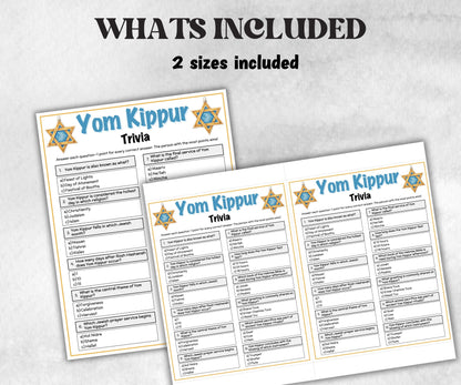 Yom Kippur Trivia, Jewish Holiday, Yom Kippur Game, Jewish New Year, Jewish High Holidays, Israel Yom Kippur Kid activity,Jewish Celebration-Holidays -TheHustlingCatLady-Party Games