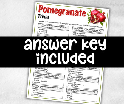 Pomegranate Trivia, Fall Autumn Game, Halloween Family Fun, Treat Exchange Game, Thanksgiving game, Apple Picking Theme, Autumn Party Quiz-Holidays -TheHustlingCatLady-Party Games