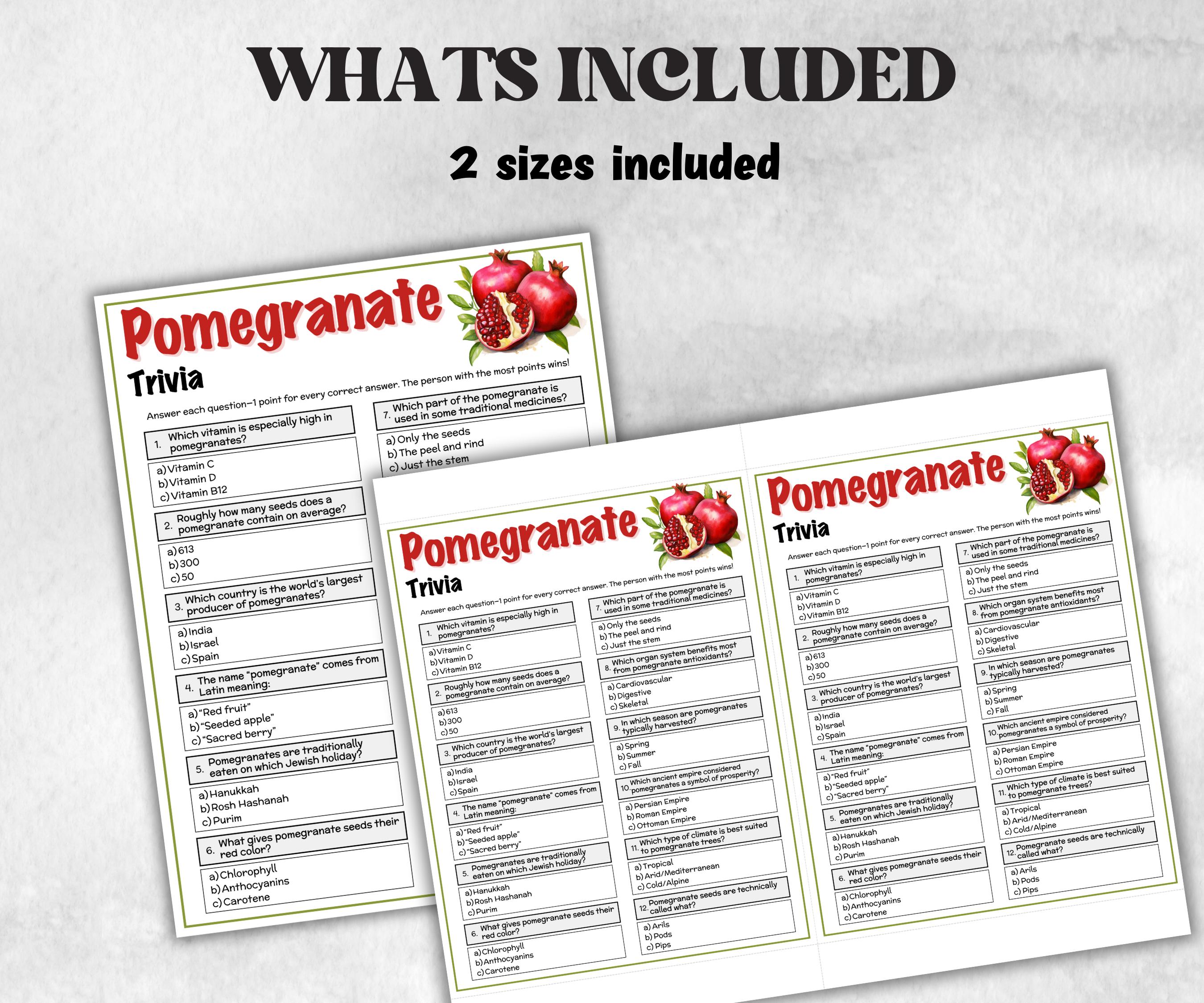 Pomegranate Trivia, Fall Autumn Game, Halloween Family Fun, Treat Exchange Game, Thanksgiving game, Apple Picking Theme, Autumn Party Quiz-Holidays -TheHustlingCatLady-Party Games