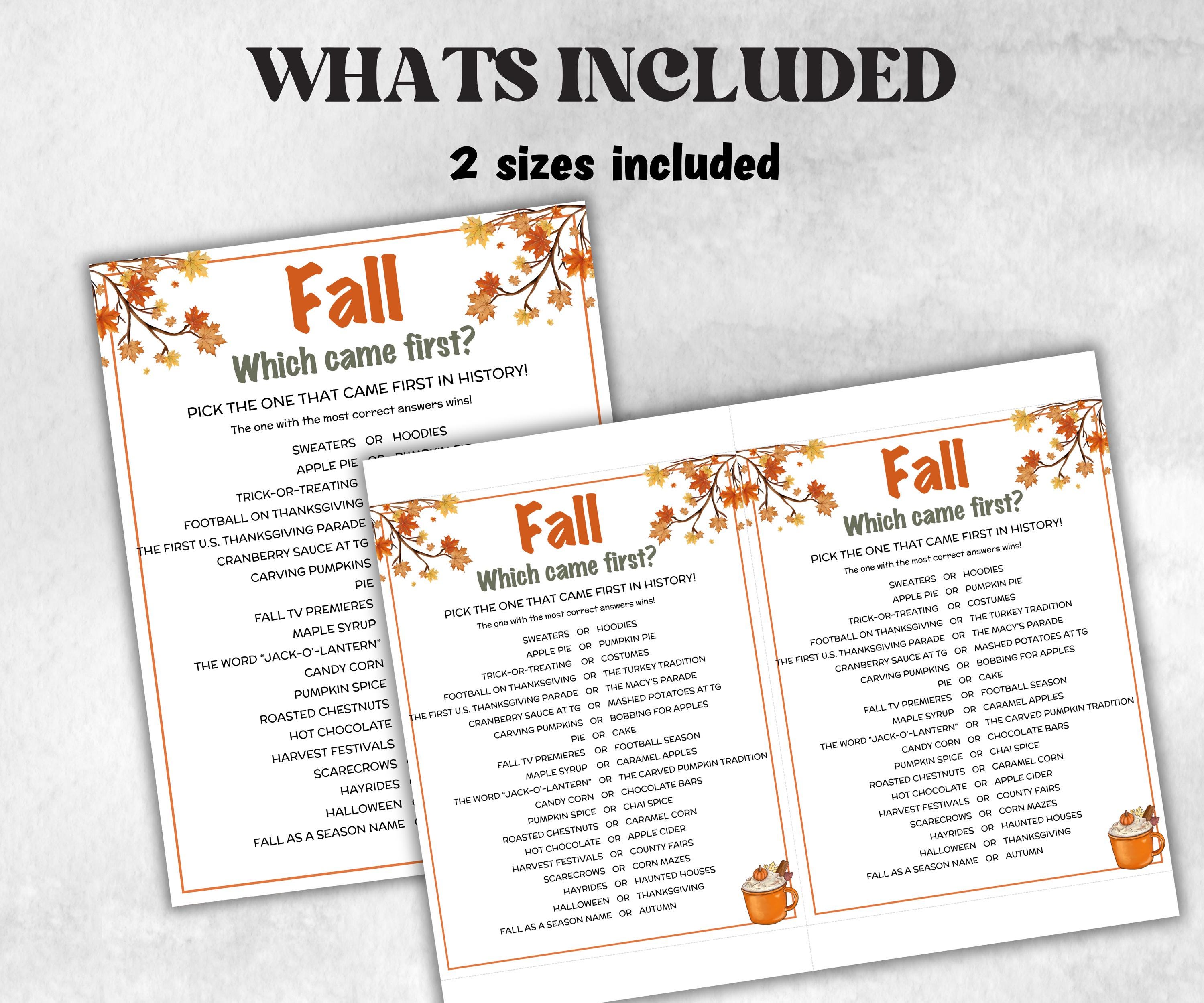 Fall Games Bundle, fall Season, Autumn Match UpTrivia Game, , Senior Game night, family game activity, Kids Teen Adult party guess games-Thanksgiving -TheHustlingCatLady-Party Games