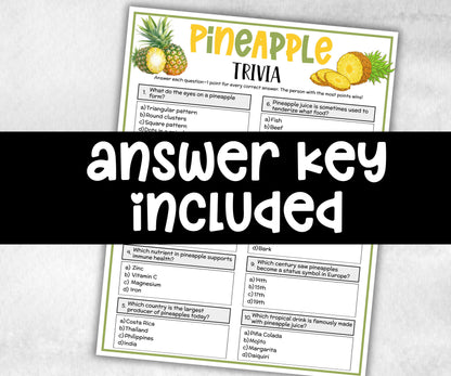 Pineapple Trivia, Hawaiian Theme Party, Summer Icebreaker, Food Fruit Trivia, Tropical Printable, school classroom, bridal shower, kid adult-Holidays -TheHustlingCatLady-Party Games