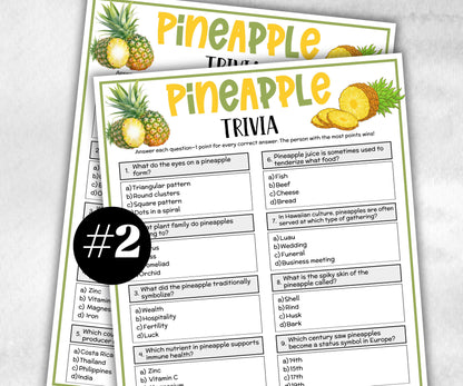 Pineapple Trivia, Hawaiian Theme Party, Summer Icebreaker, Food Fruit Trivia, Tropical Printable, school classroom, bridal shower, kid adult-Holidays -TheHustlingCatLady-Party Games