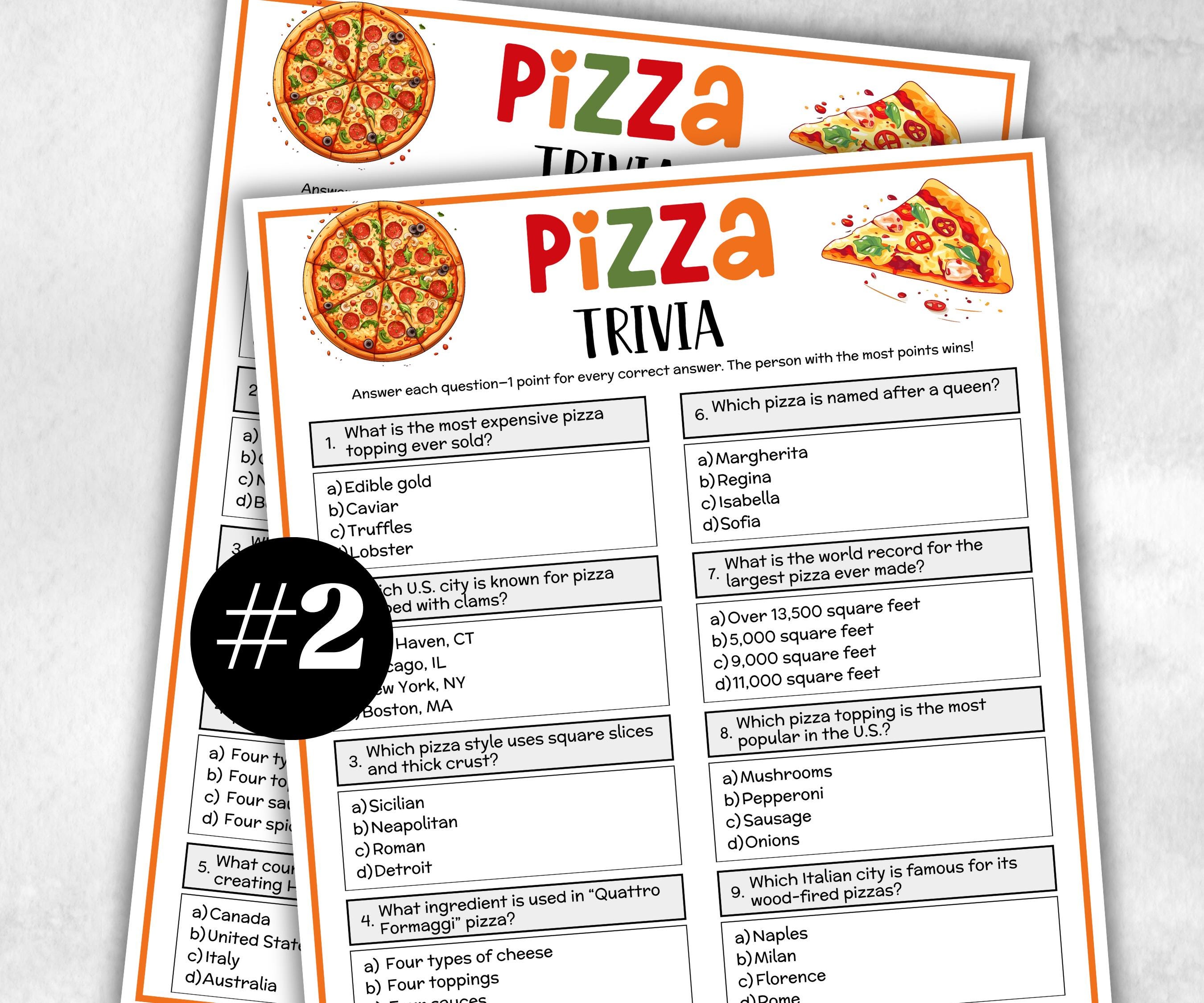 Pizza Printable Trivia, National Pizza Day, Pizza Baby Shower, Pizza Party Games, Family Game Night, Baby Shower Quiz, Trivia Game Night,-Holidays -TheHustlingCatLady-Party Games
