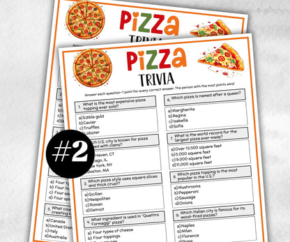 Pizza Printable Trivia, National Pizza Day, Pizza Baby Shower, Pizza Party Games, Family Game Night, Baby Shower Quiz, Trivia Game Night,-Holidays -TheHustlingCatLady-Party Games