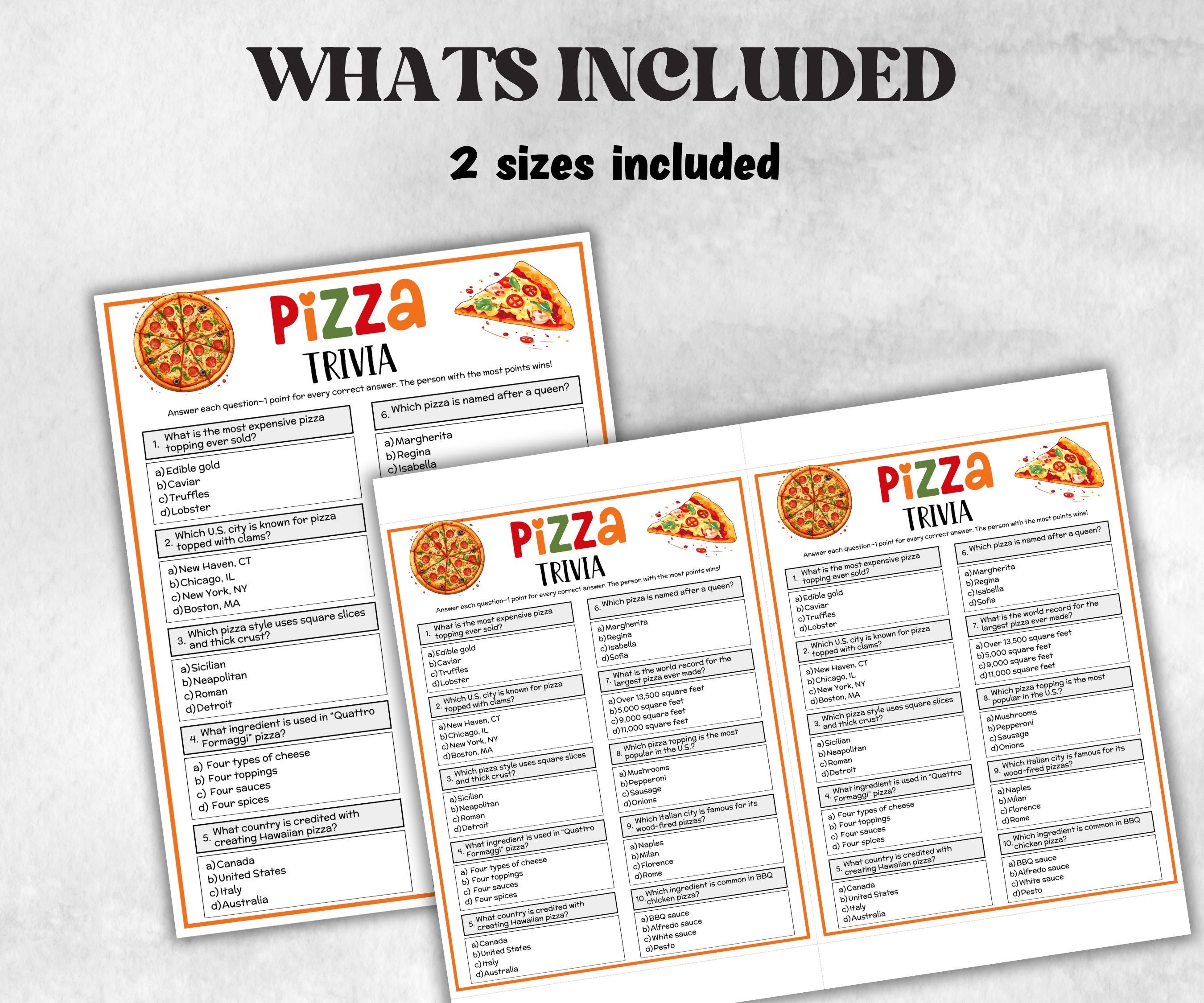 Pizza Printable Trivia, National Pizza Day, Pizza Baby Shower, Pizza Party Games, Family Game Night, Baby Shower Quiz, Trivia Game Night,-Holidays -TheHustlingCatLady-Party Games