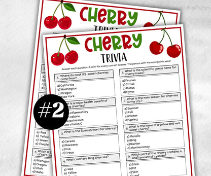 Cherry Printable Trivia, Berry Sweet Baby, First Birthday, Girl Baby Shower, bridal shower, senior quiz, Cherry Coquette, Wedding shower fun-Holidays -TheHustlingCatLady-Party Games