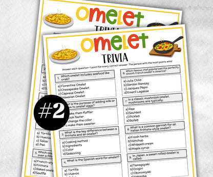 Omelette Trivia Quiz, National Omelet Day, Brunch Baby Shower, Brunch trivia, Church activity, Teen Sleepover Party, school classroom game-Holidays -TheHustlingCatLady-Party Games