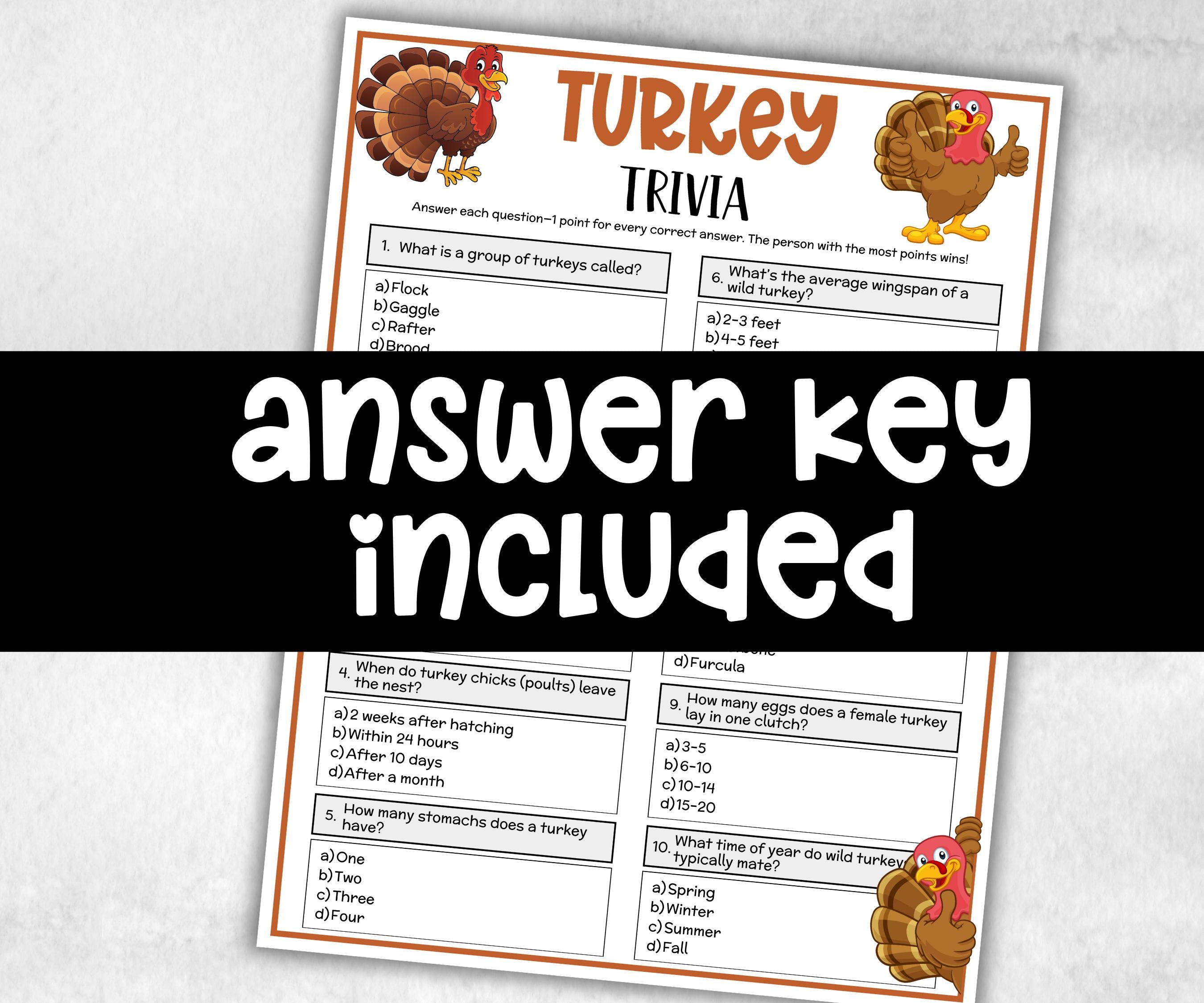 Turkey Trivia Game, Thanksgiving Friendsgiving Game, Thanksgiving Quiz, Thanksgiving Party, Fall Trivia Game, Gobble Gobble Turkey Game-Holidays -TheHustlingCatLady-Party Games