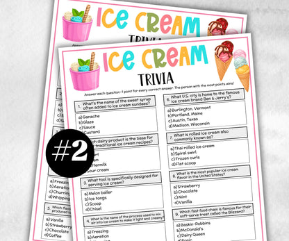 Ice Cream Trivia, Ice Cream Birthday, Ice Cream Social activity, Ice Cream Party Idea, Summer Party Game, Baby Shower Game, Ice Cream Shower-Holidays -TheHustlingCatLady-Party Games