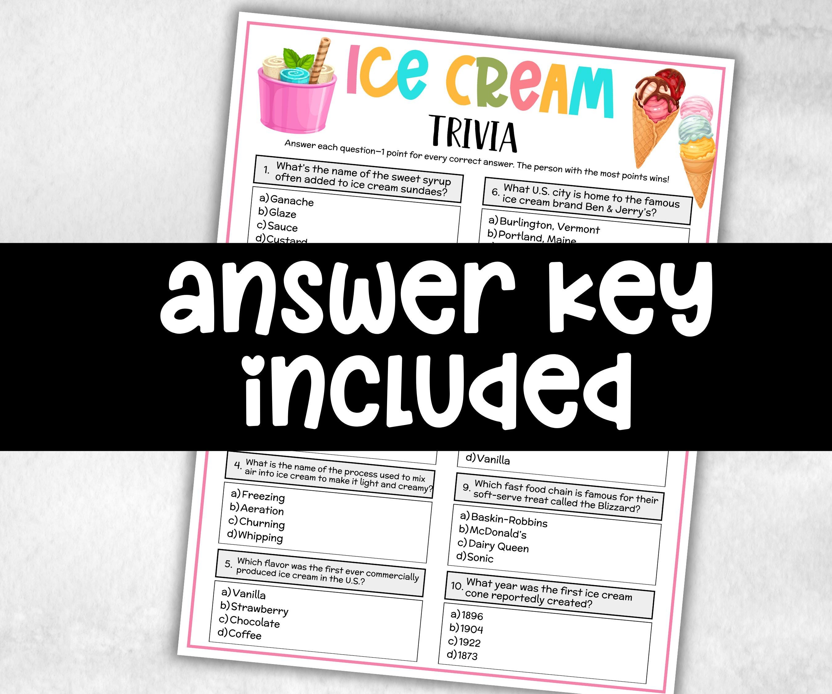 Ice Cream Trivia, Ice Cream Birthday, Ice Cream Social activity, Ice Cream Party Idea, Summer Party Game, Baby Shower Game, Ice Cream Shower-Holidays -TheHustlingCatLady-Party Games