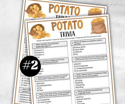 Potato Trivia, National Potato Day, Dinner Party Quiz, Senior Game Night, Potato Baby Shower, Office Party, Game Night, Church Activity-Holidays -TheHustlingCatLady-Party Games