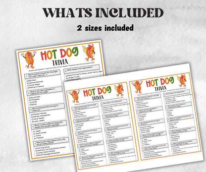 Hot Dog Trivia, National Hot Dog Day, BBQ Party Word Games, Baseball Party, Kids Party Games, Classroom Activities, Printable Fast Food Game-Holidays -TheHustlingCatLady-Party Games