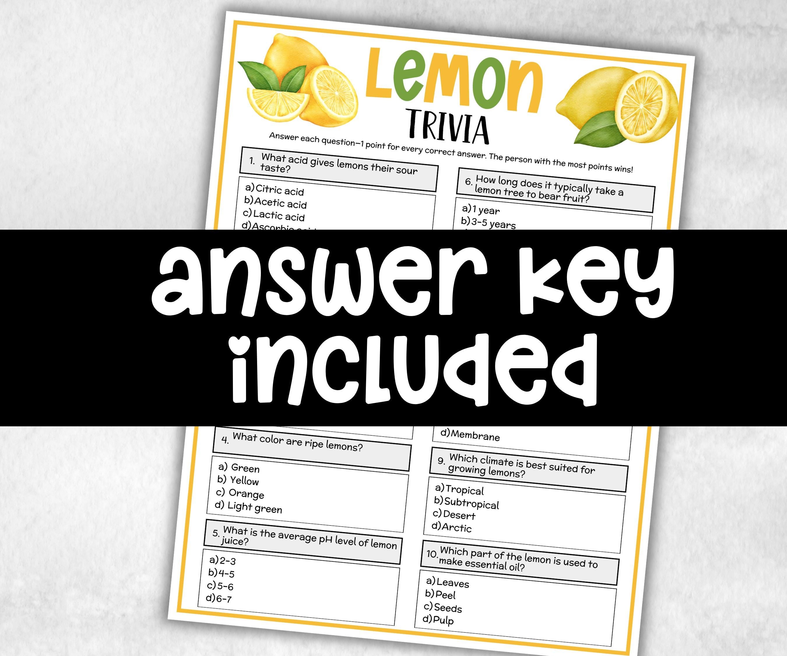 Lemon Trivia, Lemon Bridal Shower, Lemon Baby Shower, Wedding Shower, Citrus Bridal Shower, Baby Trivia, Couple Shower activity,Lemon Bridal-Holidays -TheHustlingCatLady-Party Games