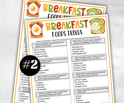 Breakfast Trivia, Brunch Slumber Party Games, Pancake Party, Food Trivia Game, Pancake And Pajamas, Senior Game Night, Icebreaker Trivia-Holidays -TheHustlingCatLady-Party Games