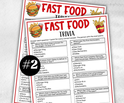 Fast Food Trivia, Family Game Night, Trivia for Seniors, Pub Trivia Quiz, Team Building, Family Reunion Game, 4th of July, Summer Trivia-Holidays -TheHustlingCatLady-Party Games