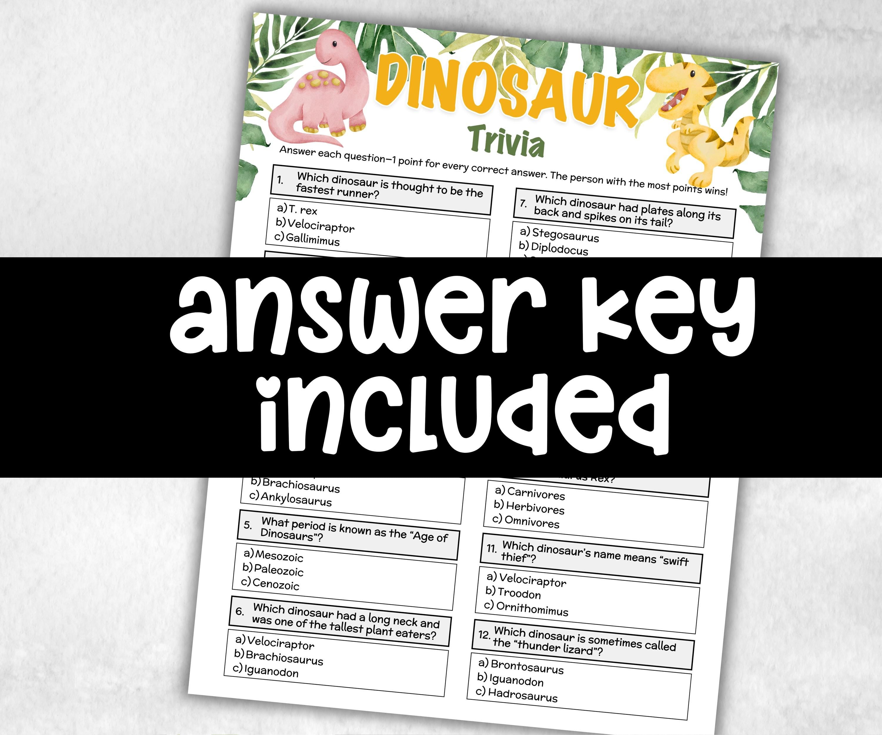 Dinosaur Trivia, Boy Birthday Game, Dinosaur Baby Shower, Printable Game, Dino Shower Games, Baby Shower Activity, Paleontology Grad Trivia-Holidays -TheHustlingCatLady-Party Games