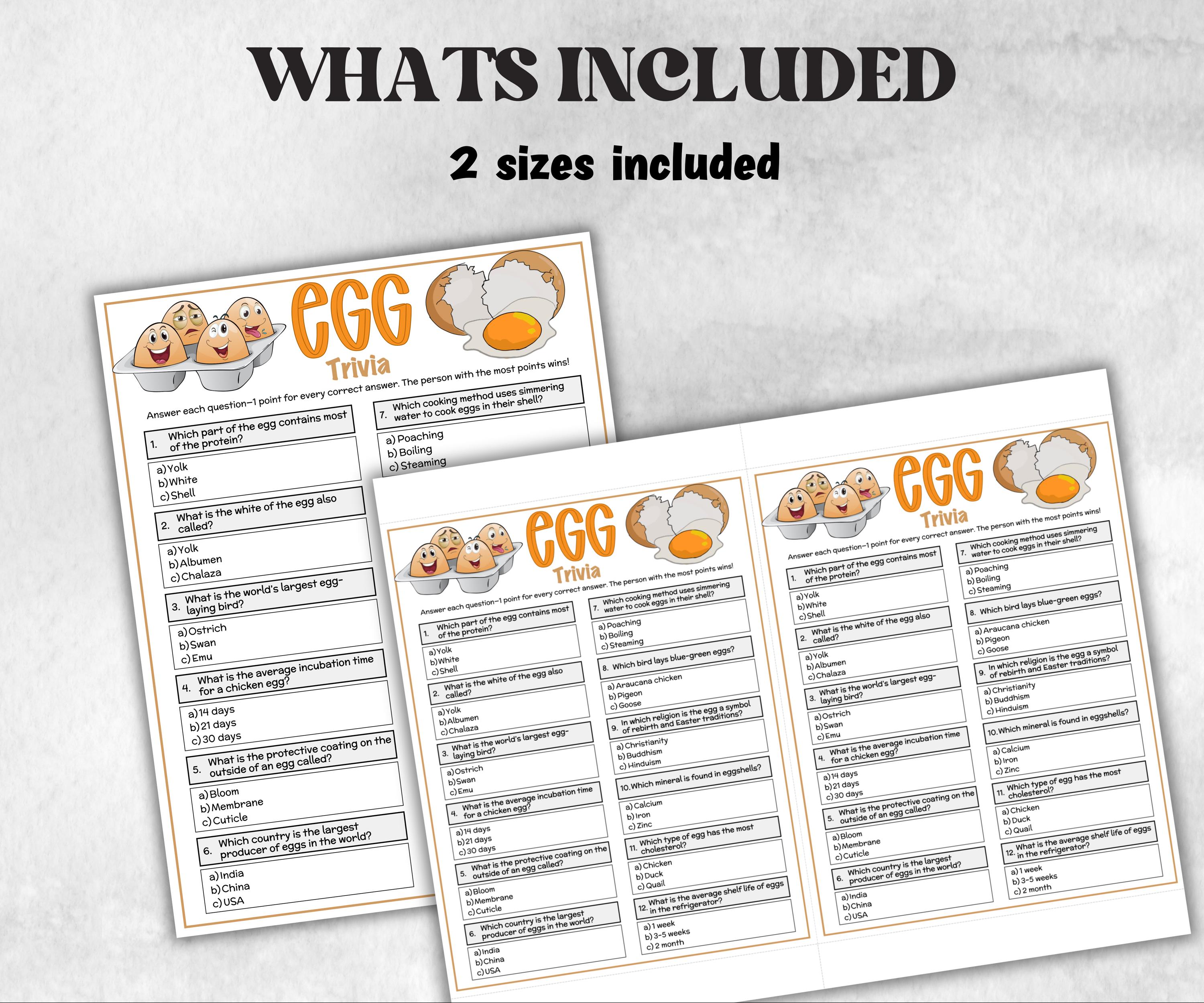 Egg Trivia, Holiday Party, Family Game Night, Senior Center, Adult Party Quiz, July Fruit, Breakfast Brunch, Ladies night quiz, Cooking game-Holidays -TheHustlingCatLady-Party Games