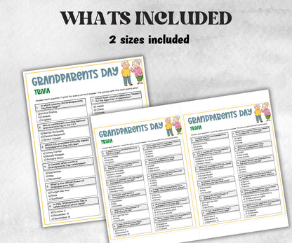 Grandparents Day Trivia, Grandkids Activity, Grandma Grandpa Party, Fun Family Trivia, Family Game Night, Tea Party, Grandpa Trivia Quiz-Holidays -TheHustlingCatLady-Party Games