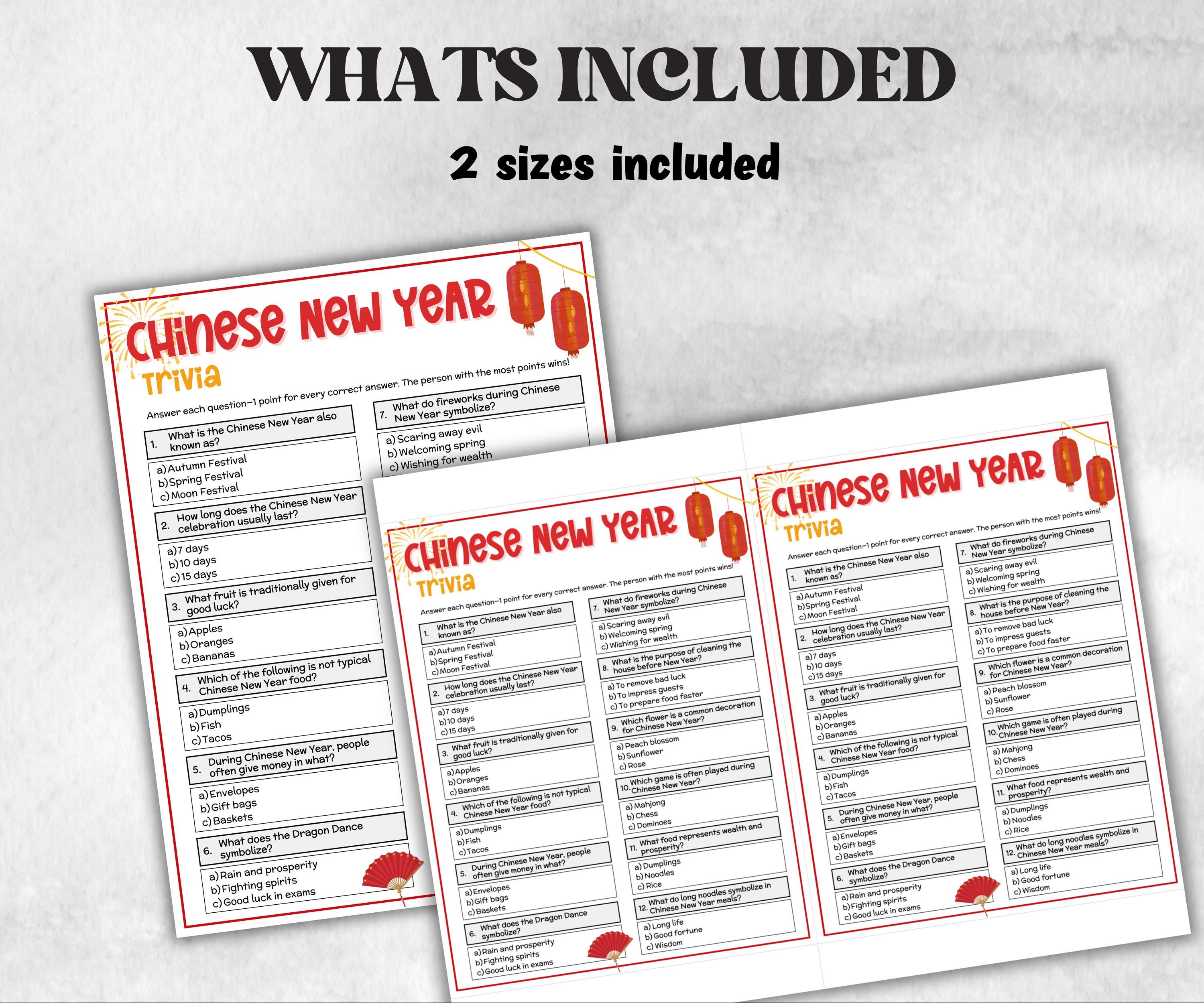 Chinese New Year Trivia, Lunar new year trivia, CNY 2026, family reunion party, educational trivia, dinner party games, senior game night-Holidays -TheHustlingCatLady-Party Games