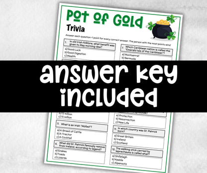 St Patrick Trivia, Patricks Activity, Irish Party, St Paddys Day, Classroom Game, Family Game Night, Games For Adults, Leprechaun Game-Holidays -TheHustlingCatLady-Party Games
