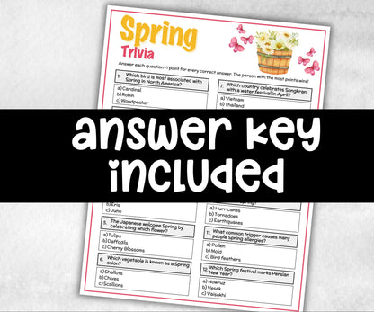 Spring Trivia, Spring Activity, Trivia Questions, Game For Seniors, Garden Party Spring Break, Family Game Night, Group Game, kid adult teen-Holidays -TheHustlingCatLady-Party Games