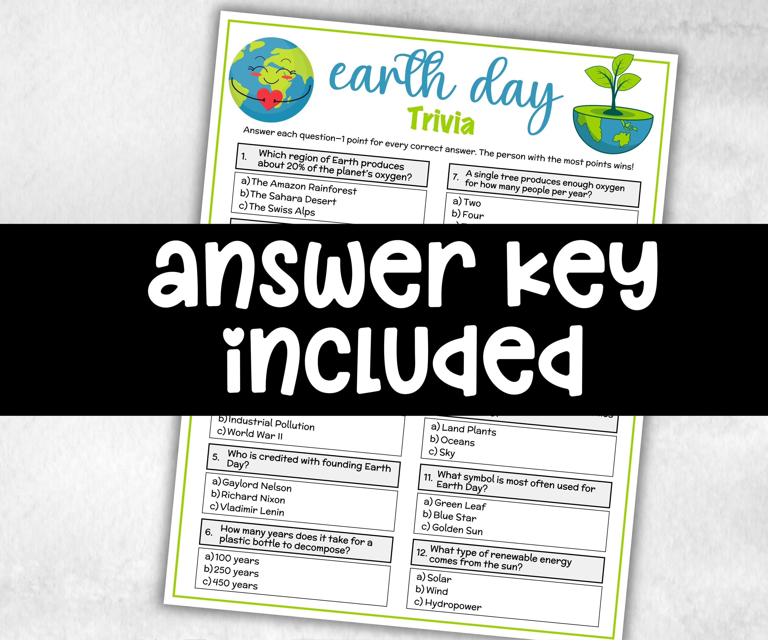 Earth Day Trivia Questions, Game For Seniors, Family Game Night, Group Game, kid adult teen senior, Earth Day Quiz, Earth Day Activity game-Holidays -TheHustlingCatLady-Party Games