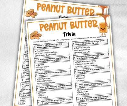 Peanut Butter Trivia Questions, PB&J, Game For Senior, Family Game Night, Group Game, birthday theme, Food And Drink Game, Charity, Pop Quiz-Holidays -TheHustlingCatLady-Party Games