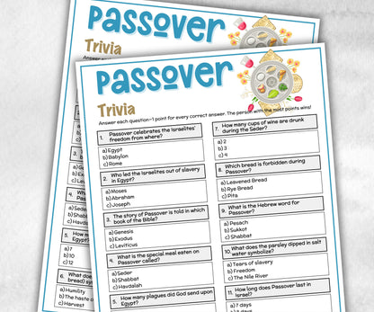 Passover Trivia, Passover Jewish Sedar Party, Jewish Holiday Quiz, Classroom Activity, homeschool activity, Hebrew School Game, family game-Holidays -TheHustlingCatLady-Party Games