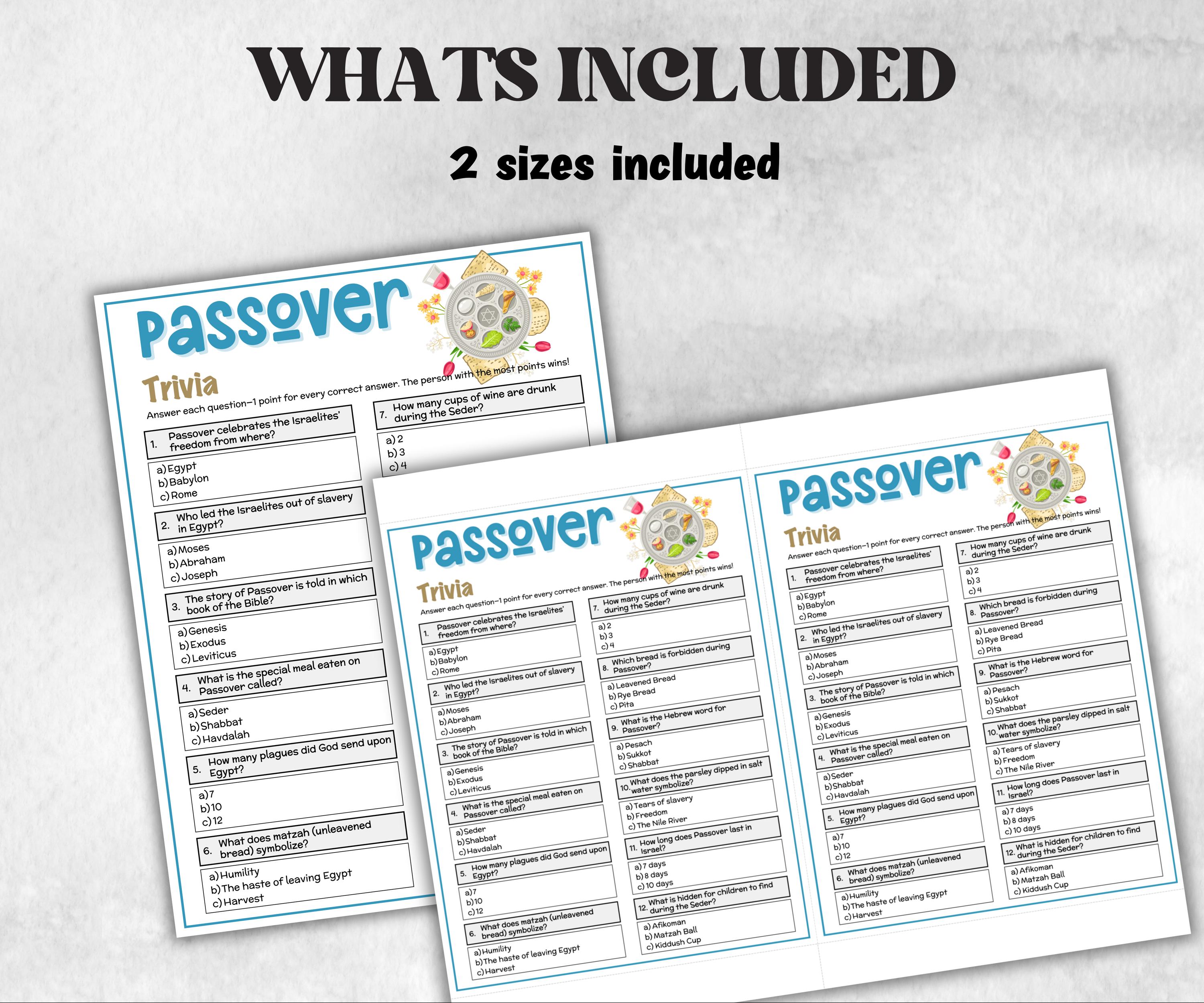 Passover Trivia, Passover Jewish Sedar Party, Jewish Holiday Quiz, Classroom Activity, homeschool activity, Hebrew School Game, family game-Holidays -TheHustlingCatLady-Party Games