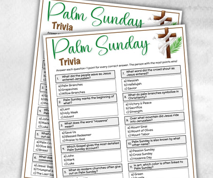 Printable Palm Sunday Trivia, Classroom Riddles, Church Fundraiser, Adult Teen church Icebreaker game, Easter Trivia Game, Holy Week Game-Office Supplies -TheHustlingCatLady-Party Games