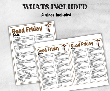 Printable Good Friday Trivia, Church Fundraiser, Adult Teen church Icebreaker game, Easter Trivia Game, Holy Week Game, Lent Trivia-Office Supplies -TheHustlingCatLady-Party Games