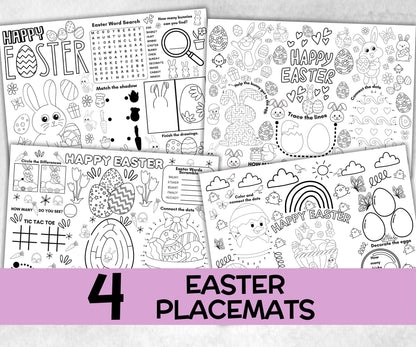 Easter Placemat, Activity Placemat, Easter Coloring Page, Kids Easter party, Christian Easter, Easter Worksheet, Table Decor, activity page-Holidays -TheHustlingCatLady-Party Games
