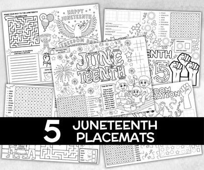 Juneteenth printable Placemat, Black History, african american, Dinner games, Juneteenth School, Juneteenth Activity, coloring page activity-Holidays -TheHustlingCatLady-Party Games