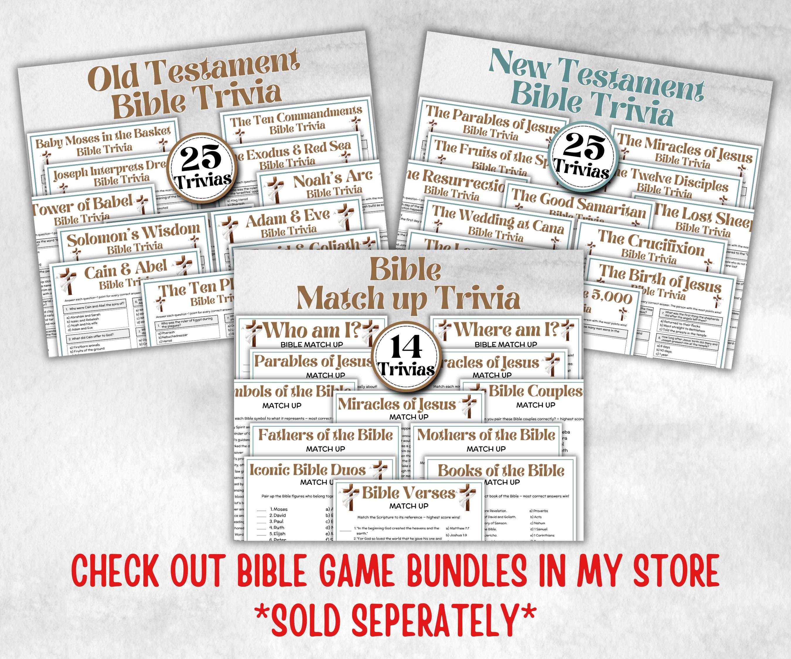 Apostles and Facts Trivia, Sunday School, Bible Study riddles, Holiday Party Games, Bible Camp, womens retreat group, preschool curriculum