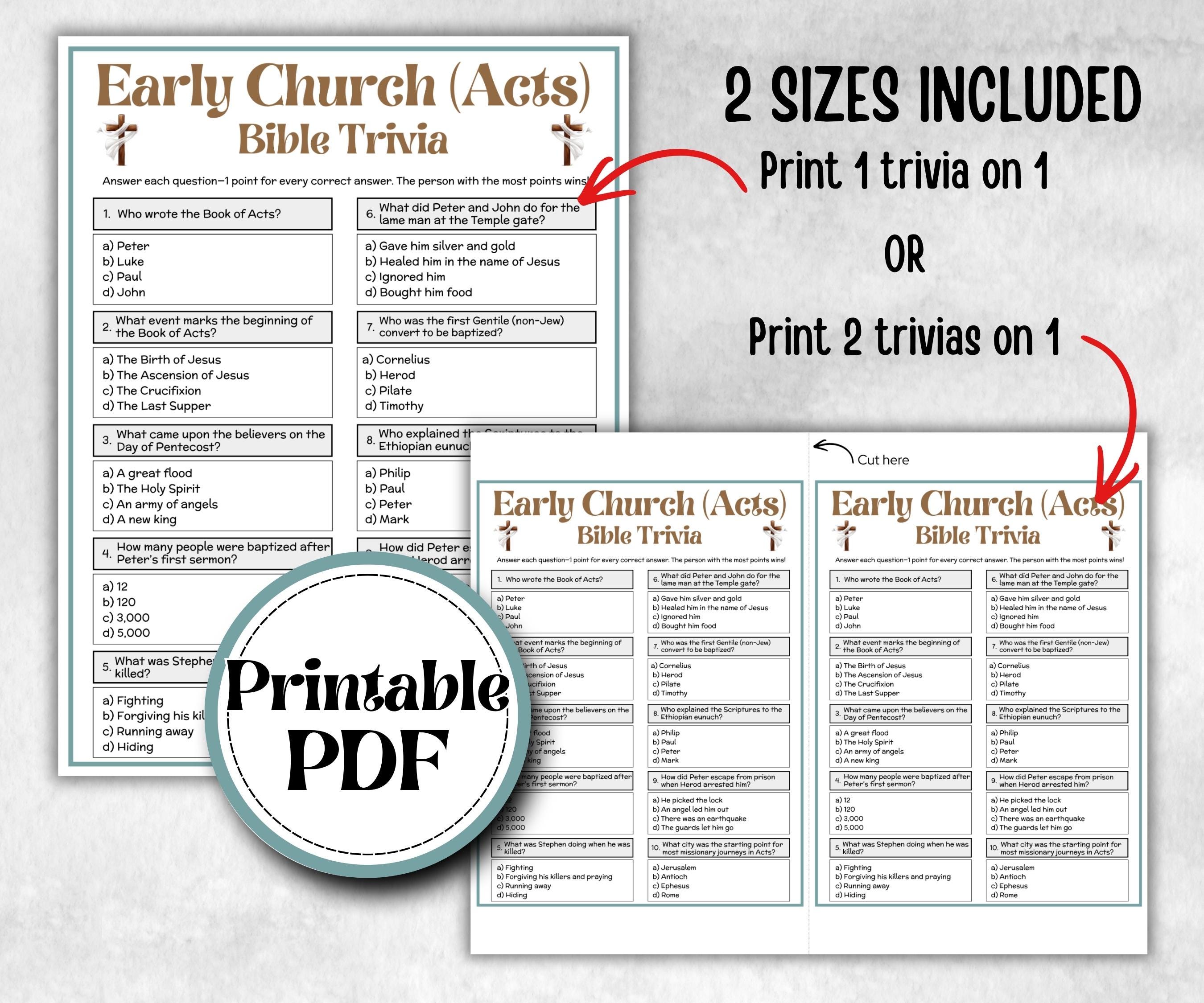 Early Church Acts - Bible Trivia
