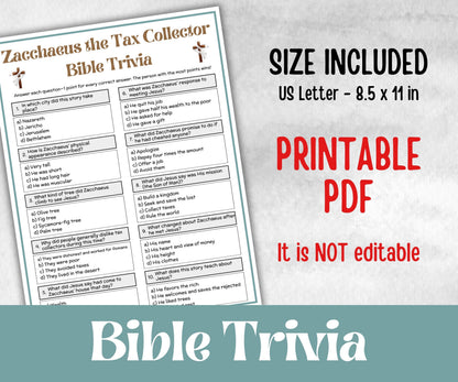 Bible - Zacchaeus the tax collector trivia
