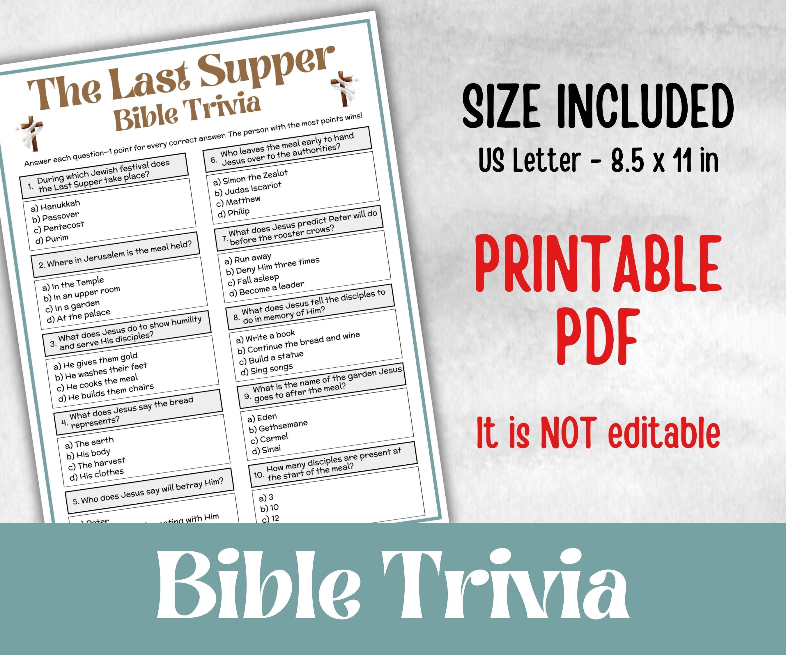 Bible - The Last Supper Trivia