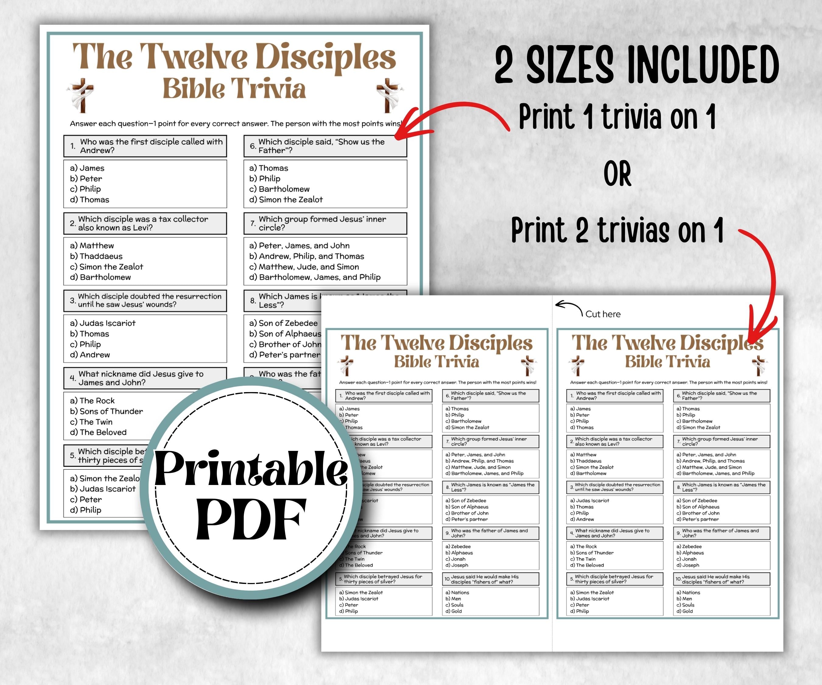 Bible - The Twelve Disciples 12 trivia