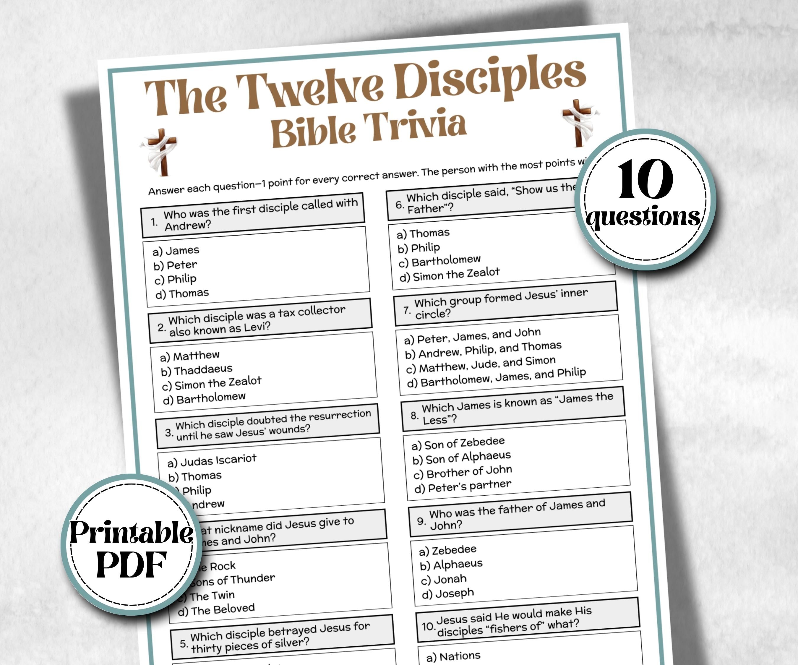 Bible - The Twelve Disciples 12 trivia