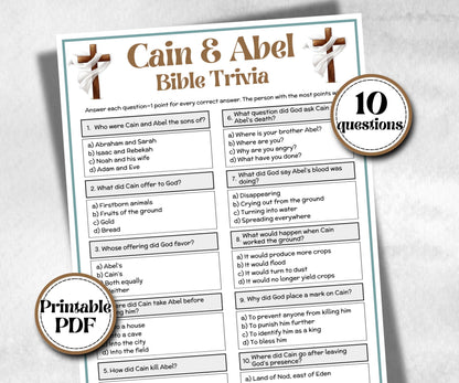 Cain and Abel Trivia, Bible Camp, Bible Study riddles, Holiday Party Games, womens retreat group party, Old Testament Trivia, Youth Group