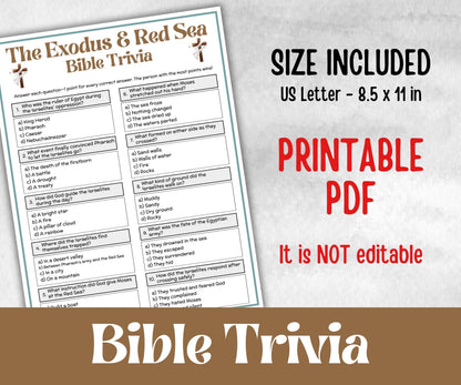 Exodus and Red Sea Trivia, Holiday Party, Old Testament Trivia, Church Lesson, Bible Study riddle, Bible Camp, womens retreat group, Youth
