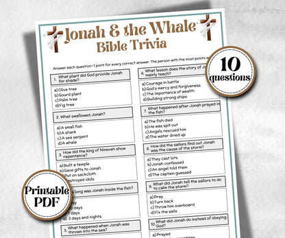 Jonah and the Whale Trivia, Holiday Party, Old Testament Trivia, Church Lesson, Bible Study riddle, Bible Camp, womens retreat group, youth