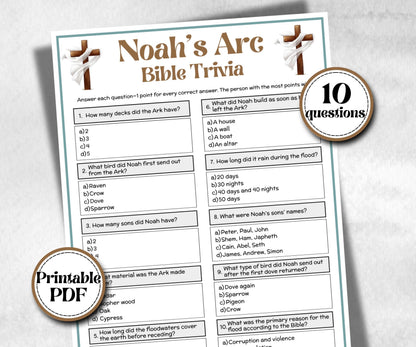 Noah's Arc Trivia, Bible Study riddles, Old Testament Trivia, Church Lesson, Holiday Party Games, Bible Camp, womens retreat, Youth luncheon