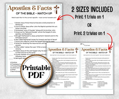 Apostles and Facts Trivia, Sunday School, Bible Study riddles, Holiday Party Games, Bible Camp, womens retreat group, preschool curriculum