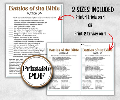 Battles of the Bible Trivia, Sunday School, Bible Study riddles, Holiday Party Games, Bible Camp, womens retreat group, preschool curriculum