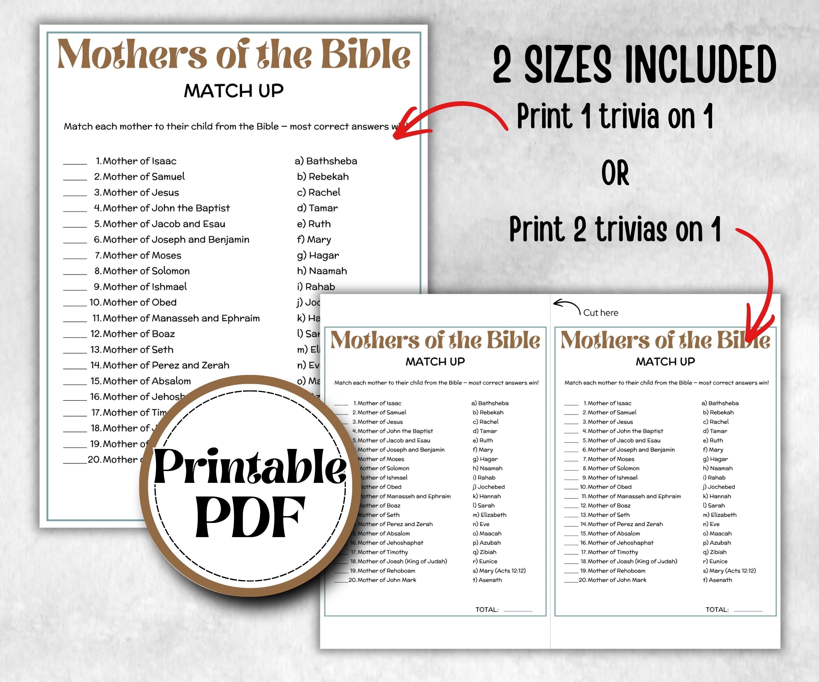 Women of the Bible Trivia, Sunday School, Bible Study riddles, Holiday Party Games, Bible Camp, womens retreat group, preschool curriculum